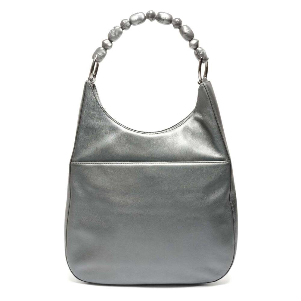CHRISTIAN DIOR Gray Pearl Leather Shoulder Bag - Picture 2 of 12